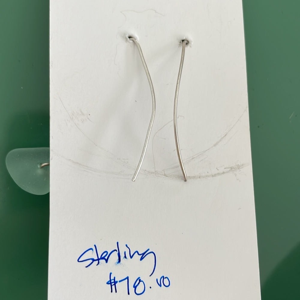 Sterling Silver and Sea Glass handmade earrings NWT - Picture 3 of 4